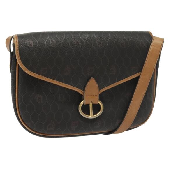 DIOR Honeycomb Canvas Shoulder Bag Pvc Black Gold - Picture 1 of 12